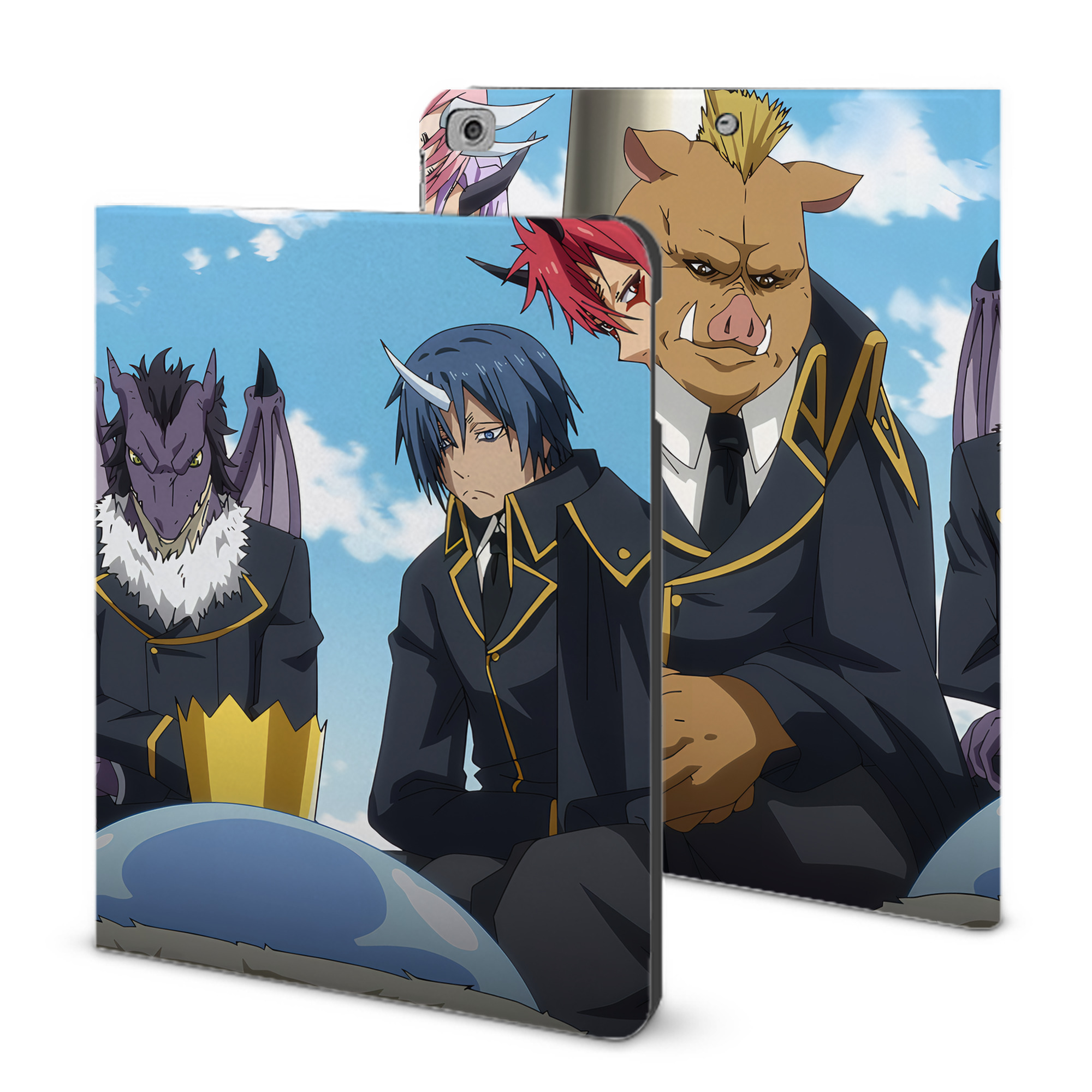 （画像用） 転スラ Regarding Reincarnated to Slime IPad ケース ブック型 PUレザー TPU 耐衝撃 軽量 薄型 ペン収納なし 全面保護 IPad 各モデル対応